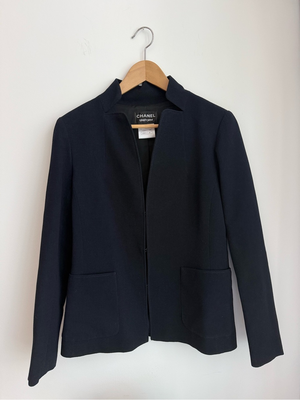 Chanel  Dark Navy Collarless Zip Jacket